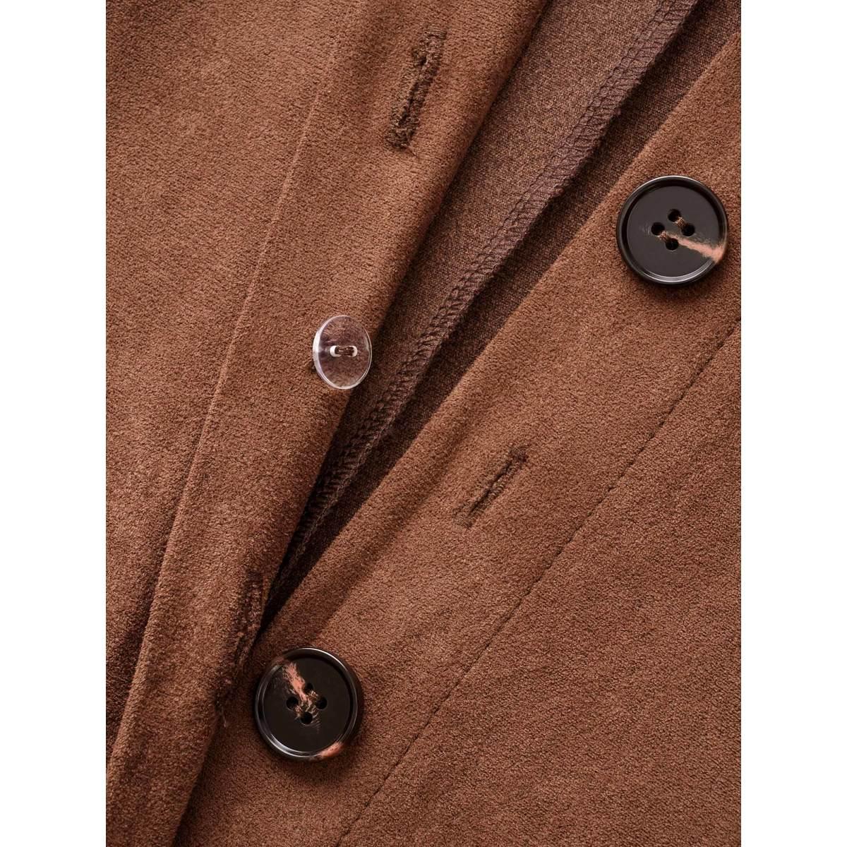 Plus Size Faux Suede Shirt Collar Midi Dress Browncoffeecolor Women Elegant Texture Shirt collar Long Sleeve Curvy BloomChic 14-16/1X Product Image