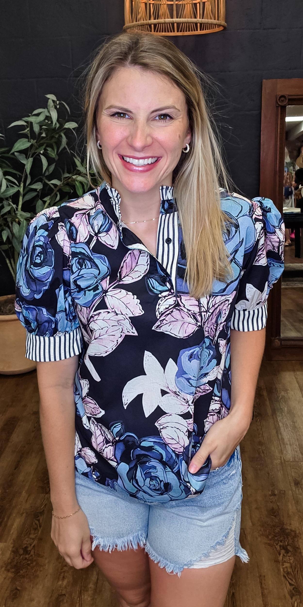 Picnic at the Park Floral Top (Small to Large) (Multiple Color Options) Product Image