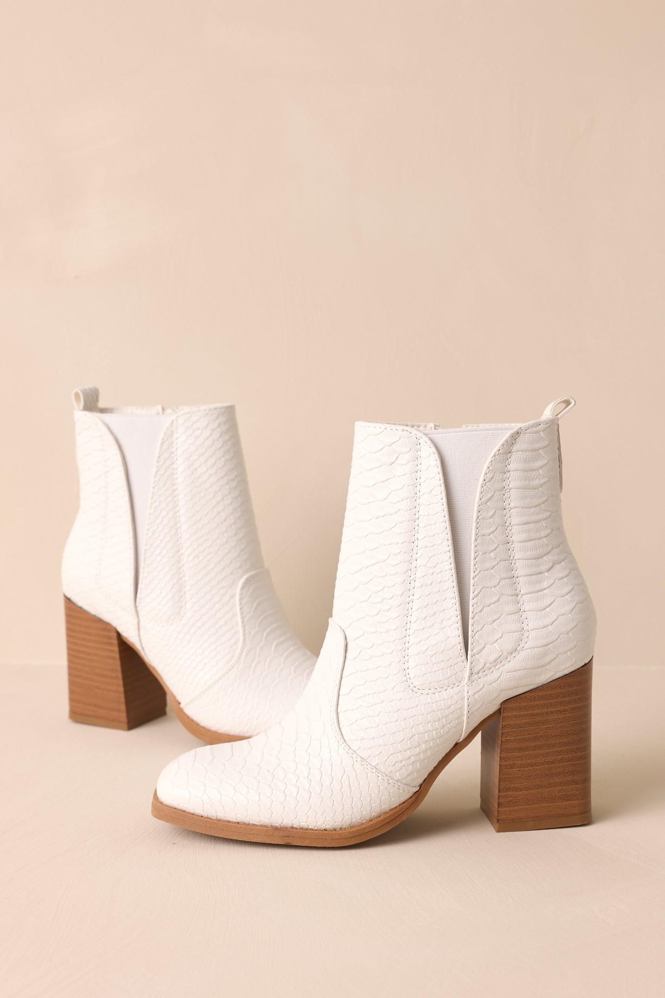 Sunshine Blues White Platform Ankle Boots Product Image