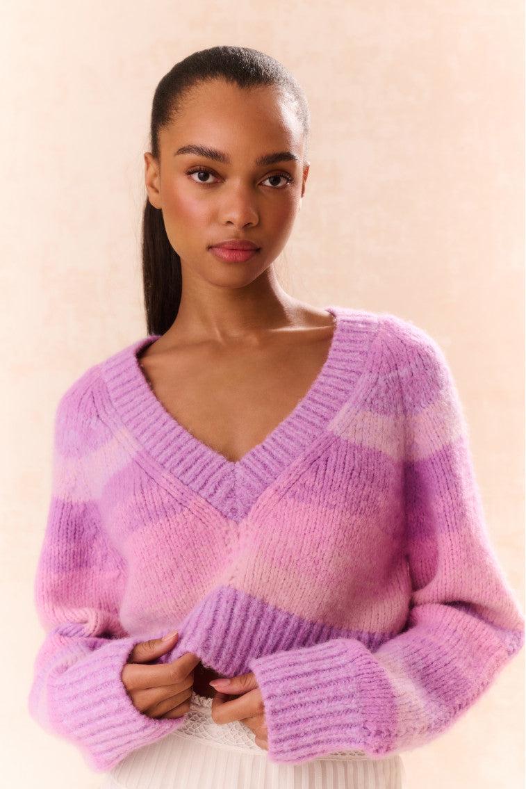 Barbarelle Alpaca Striped Pullover Product Image