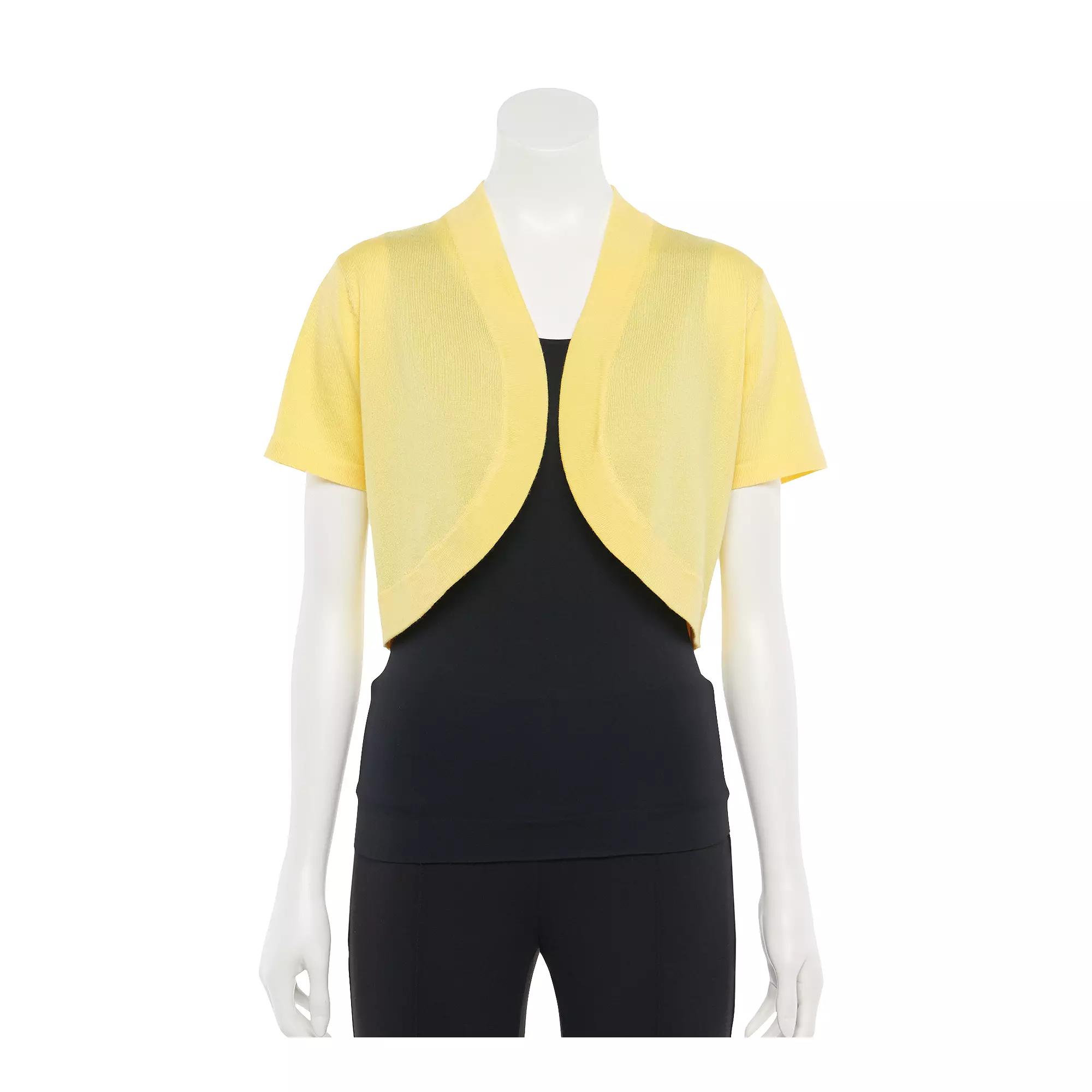 Women's Nina Leonard Open-Front Crop Bolero, Size: XL, Yellow Product Image