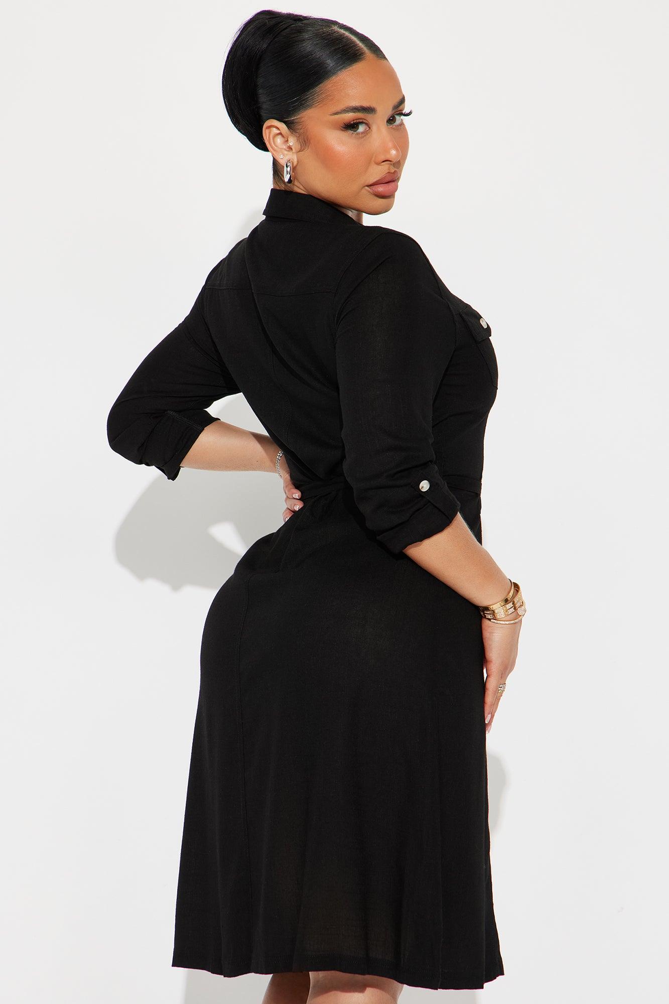 Heidi Linen Midi Dress - Black Product Image