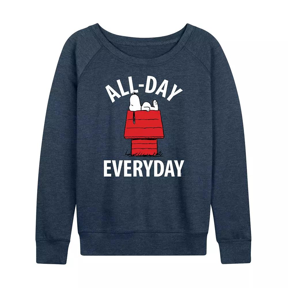 Women's Peanuts Snoopy All Day Everyday Art French Terry Long Sleeve Tee, Girl's,  Product Image