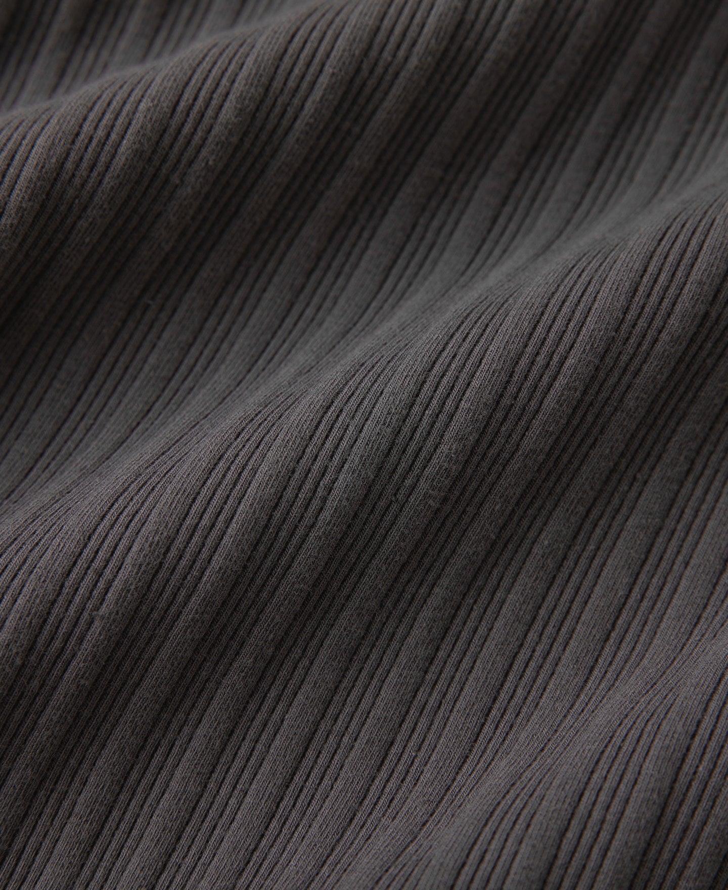 1950s Ribbed Cotton and Spandex-Blend T-Shirt - Dark Gray Product Image