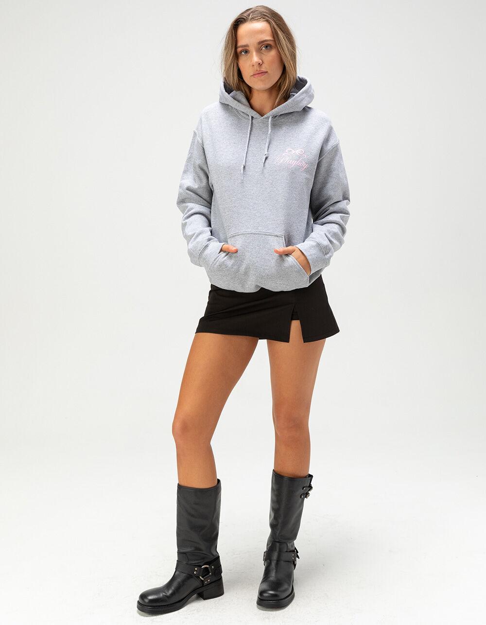 PLAYBOY Ribbon Bow Womens Hoodie - HEATHER GRAY Product Image