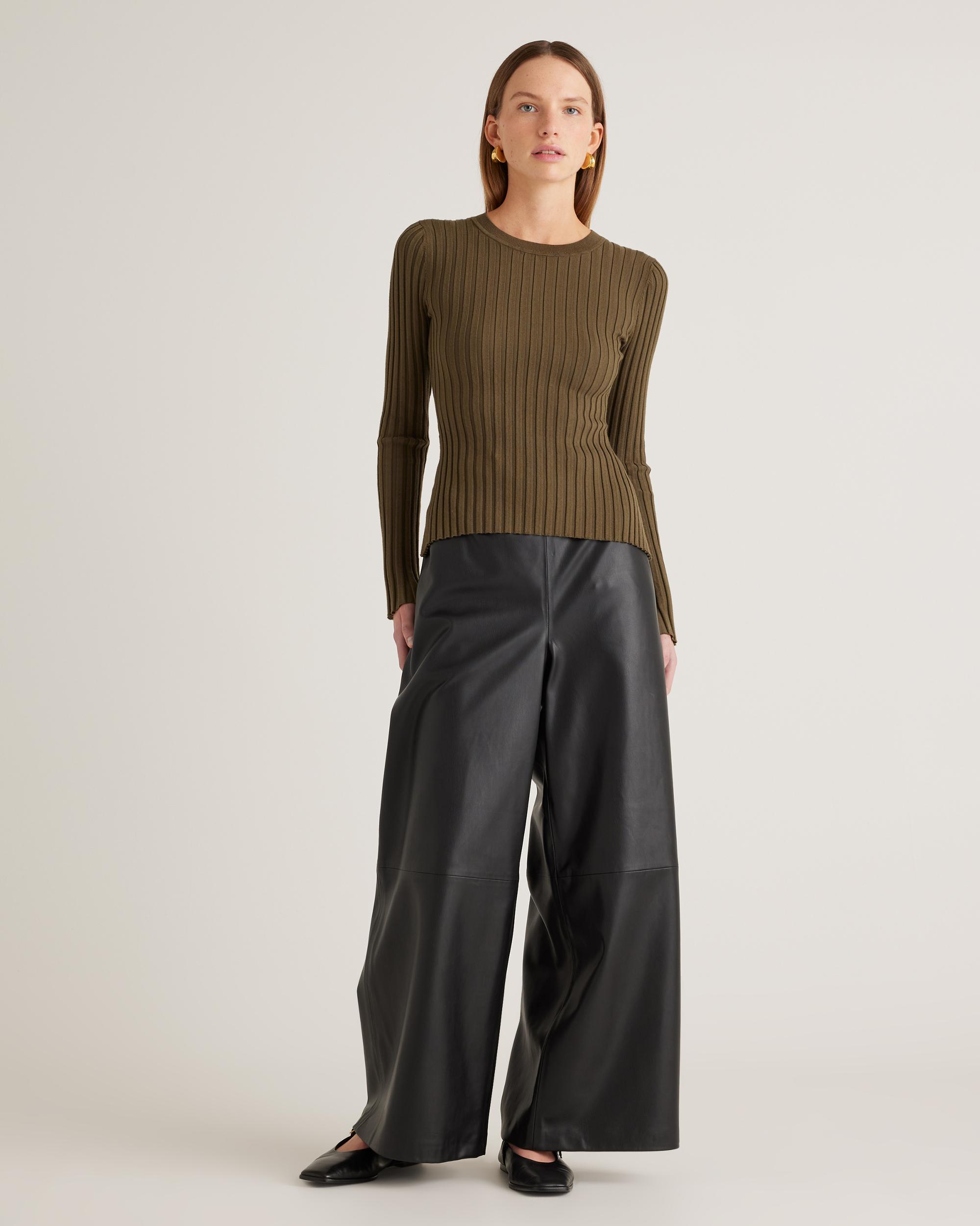 Quince | Women's Cotton Cashmere Ribbed Long Sleeve Sweater Size XS Product Image