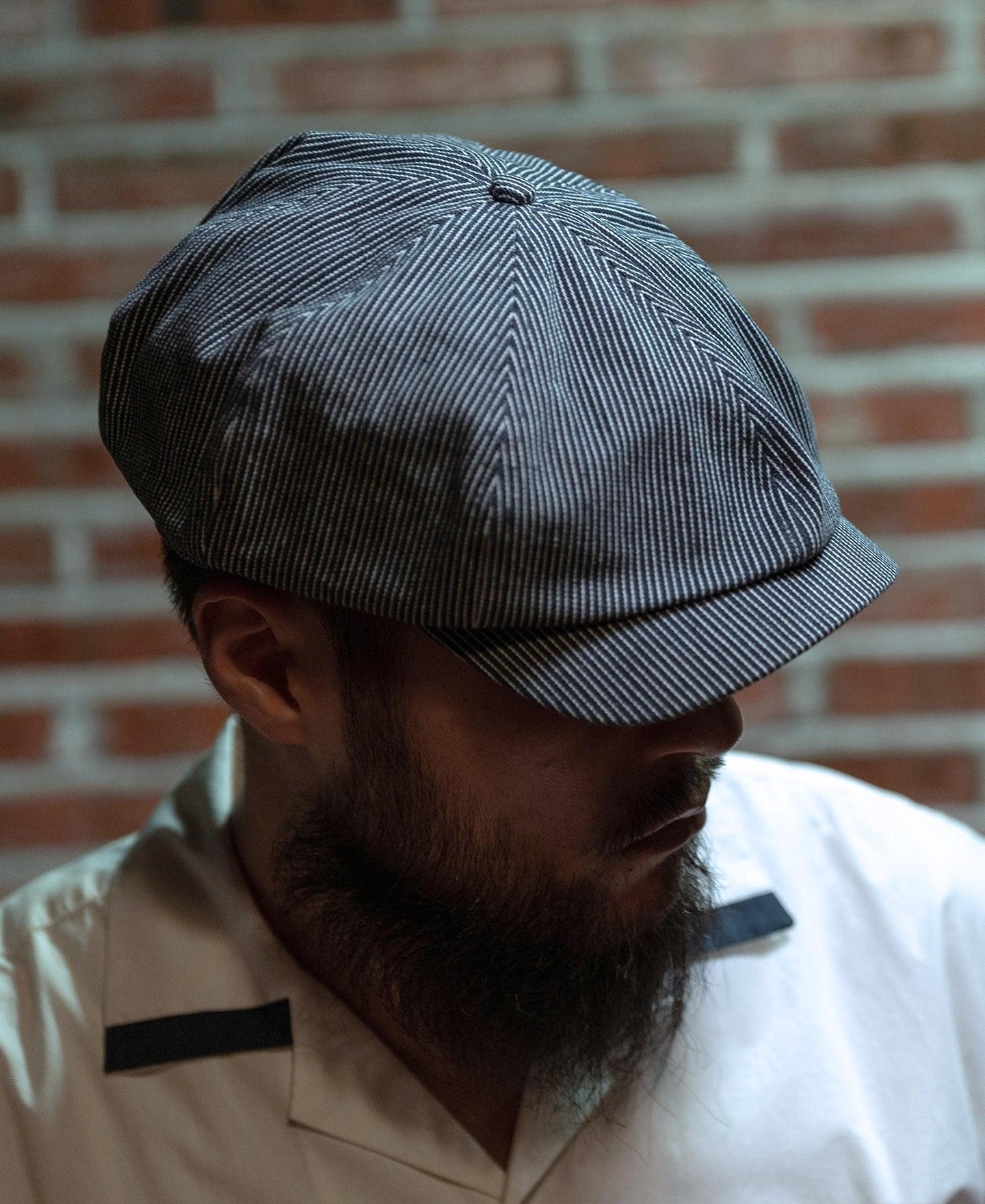 Striped Denim Newsboy Cap Product Image