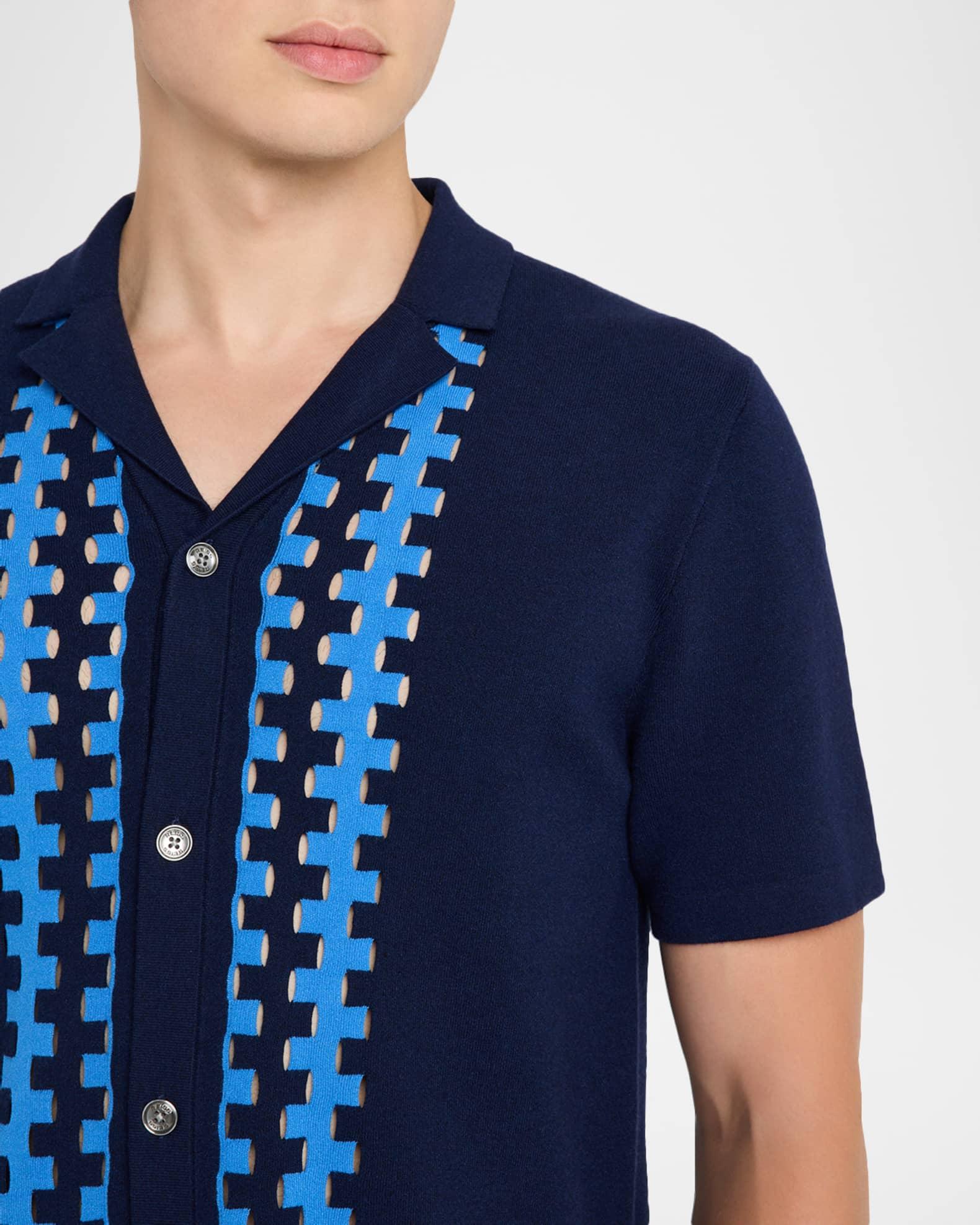 Men's Addington Geometric-Stripe Knit Camp Shirt Product Image