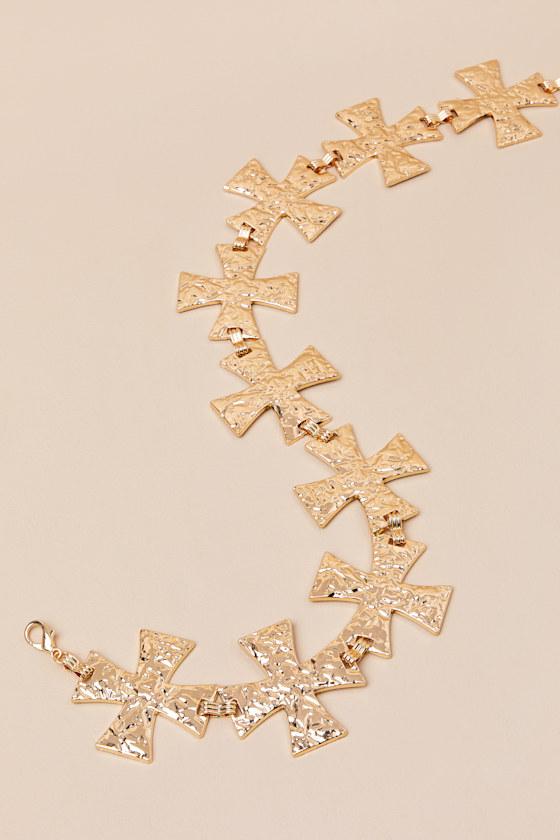 Jayanta Gold Textured Cross Belt Product Image