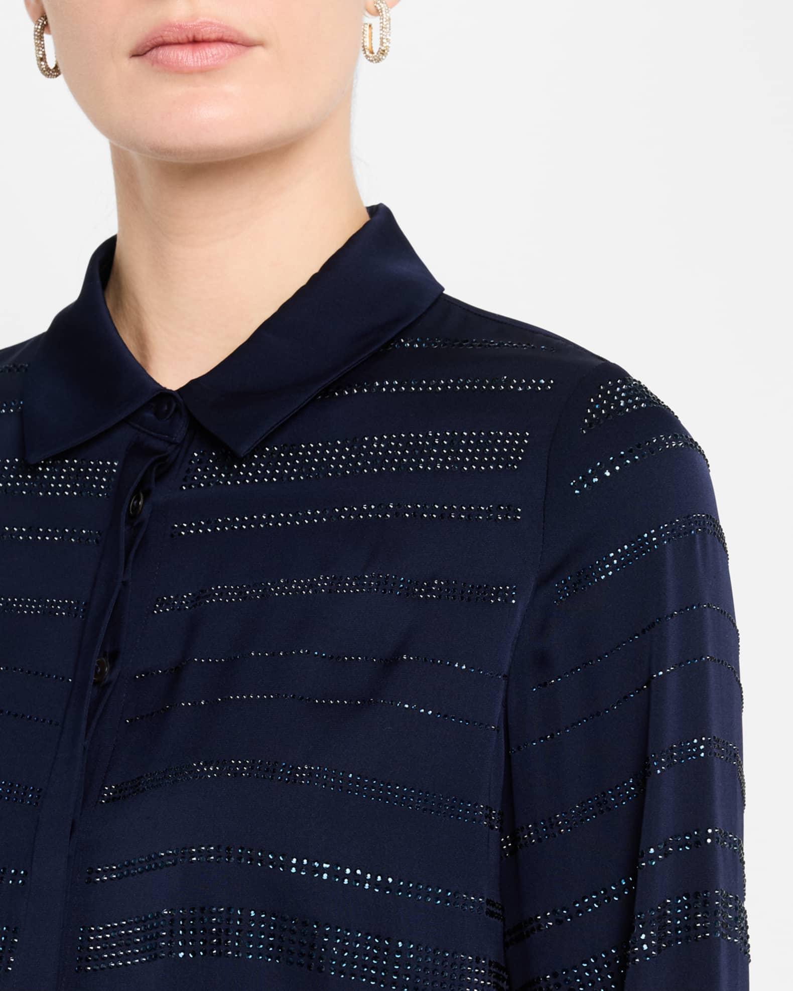 Korry Rhinestone Striped Blouse Product Image