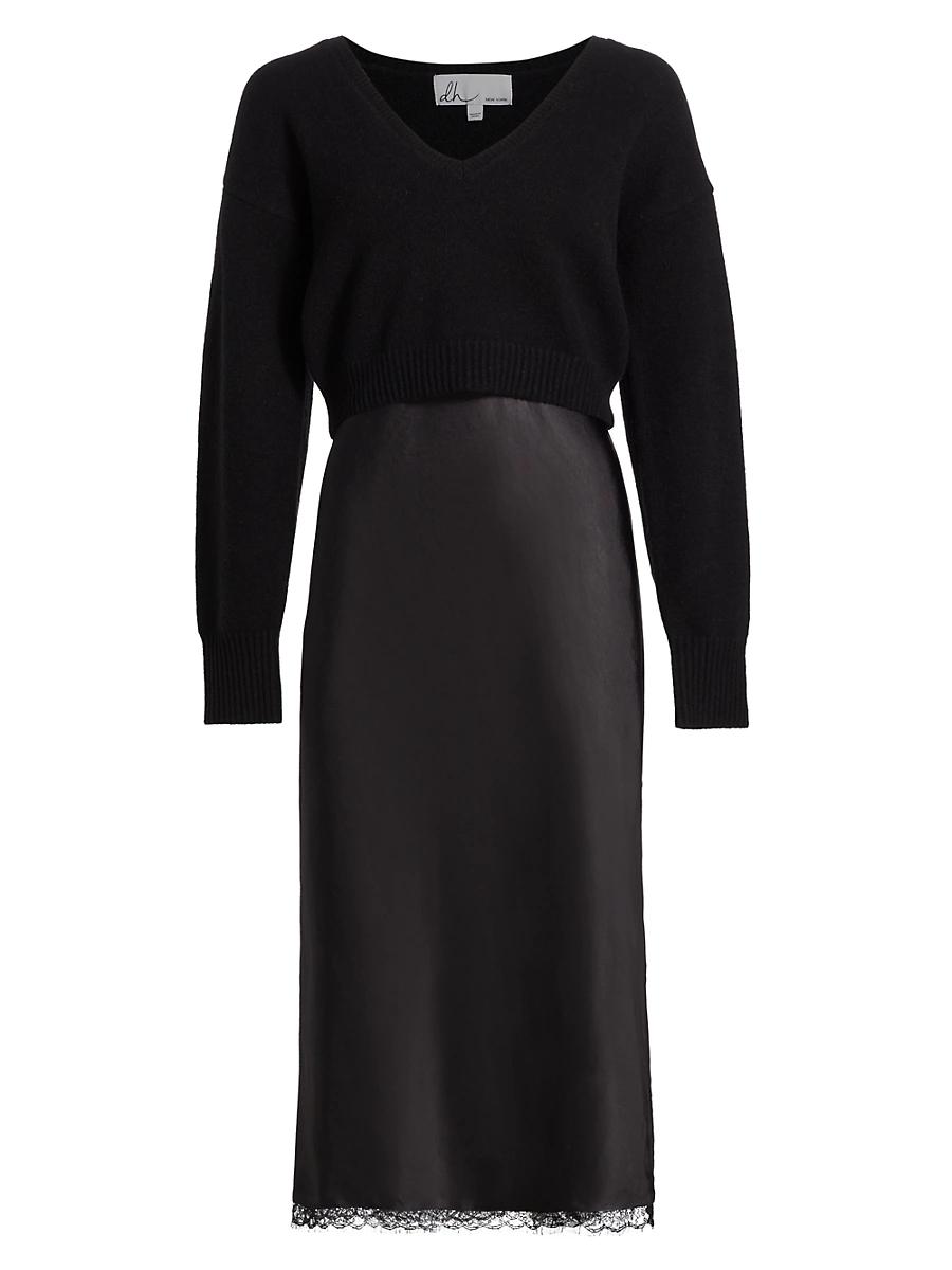Womens Mis Pieced Layered Midi-Dress Product Image
