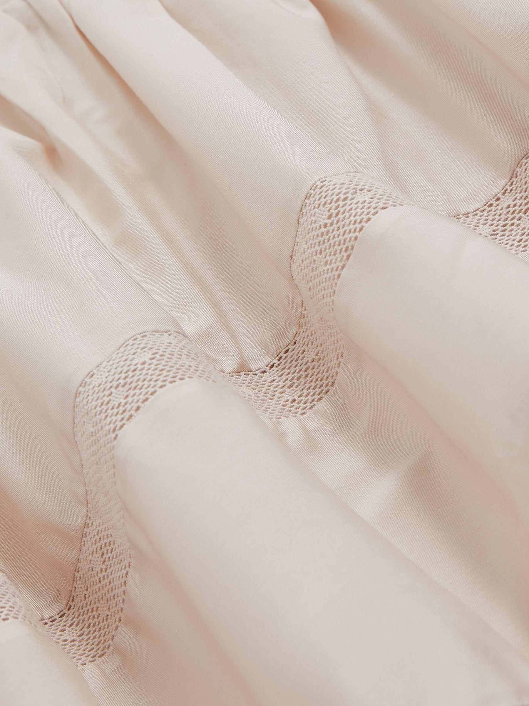 Shirred Ruffle Hem Mini Dress in Neutral Product Image