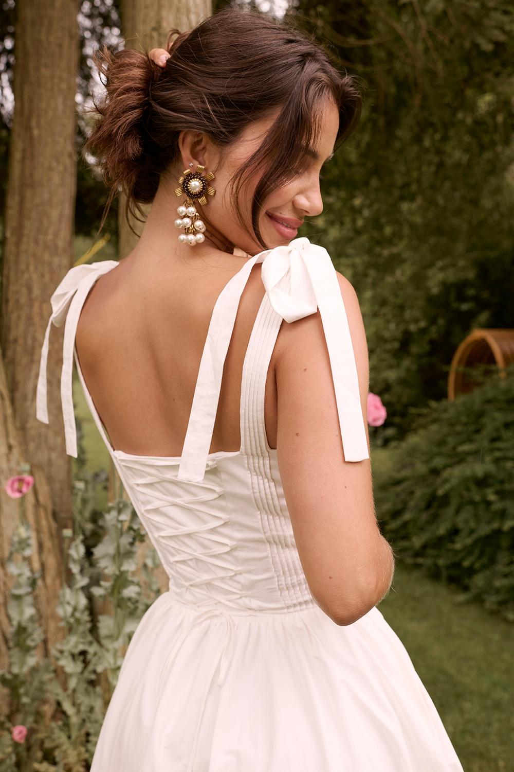 Hattie  white pin tuck cotton midi sundress Product Image