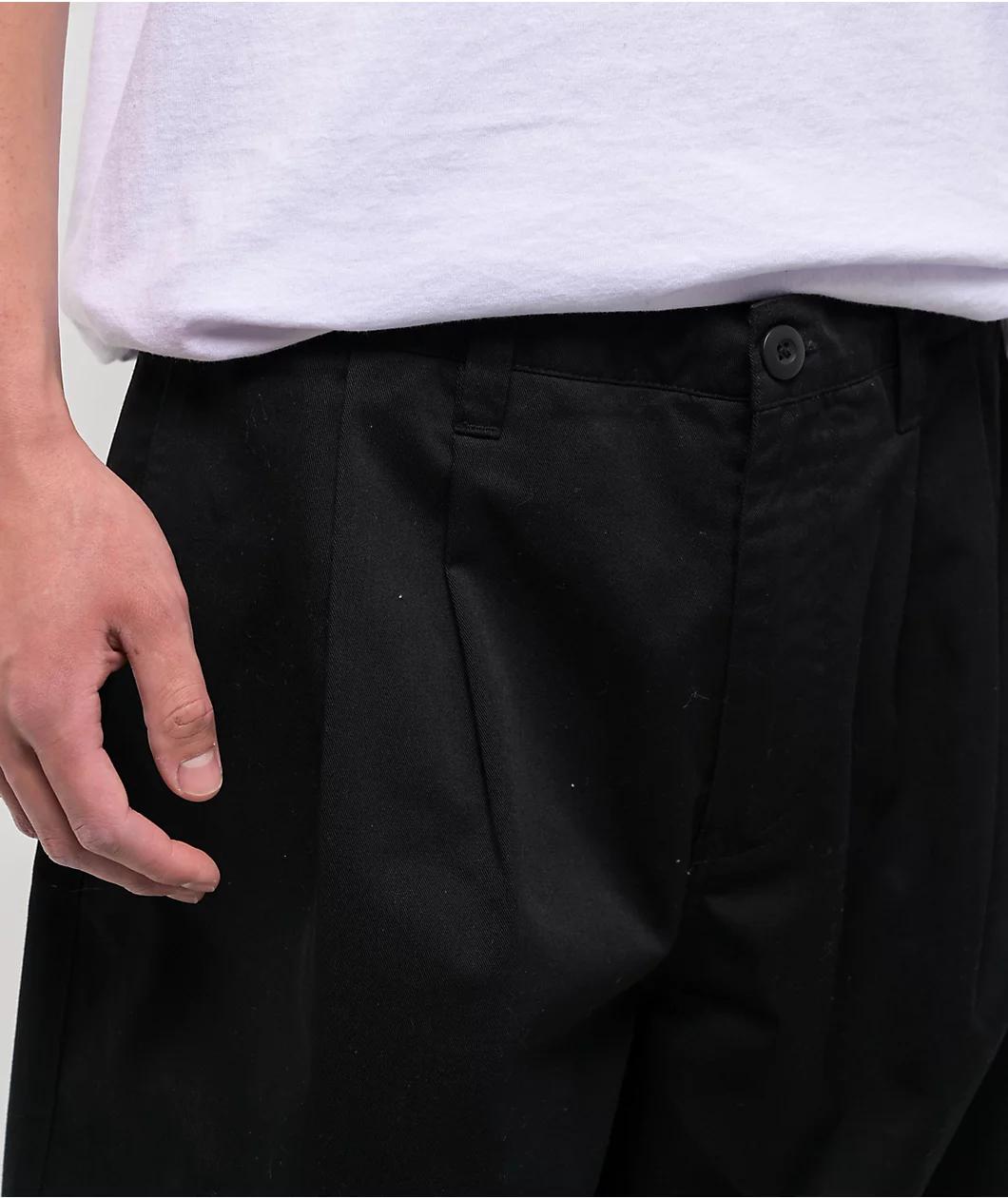 Empyre School Black Ultra Wide Skate Pleated Chino Pants Product Image