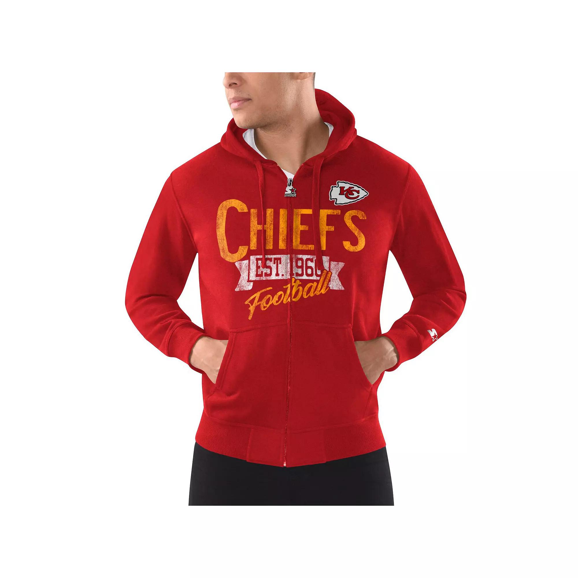 Men's Starter Red Kansas City Chiefs Domestic Post Season Full-Zip Hoodie,  Product Image