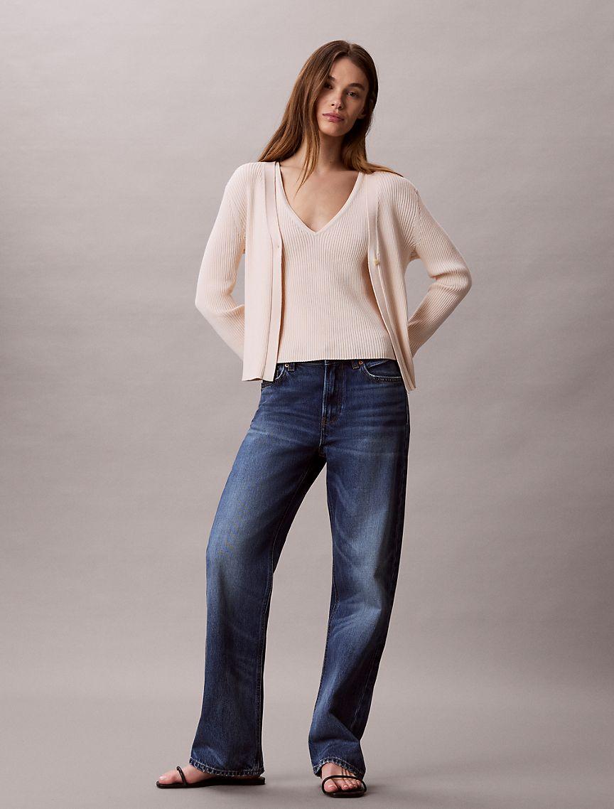 Cotton Rib Cardigan and Tank Set Product Image