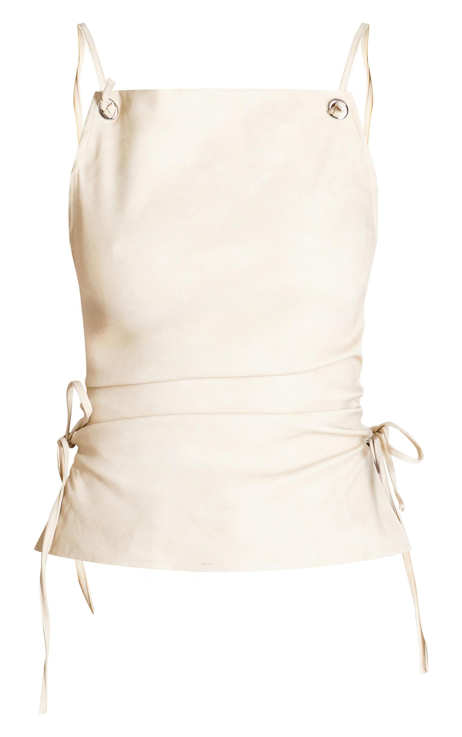 Tall Cream Faux Leather Open Back Top Product Image