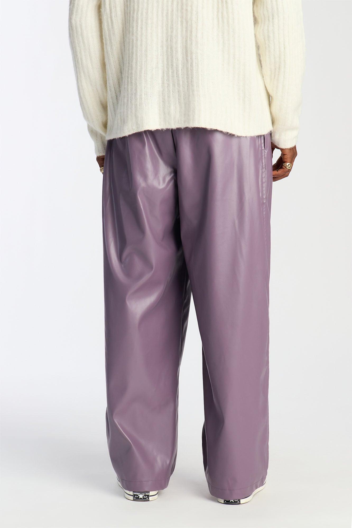 Wide Leg Faux Leather Apollo Pant - Lavender Product Image