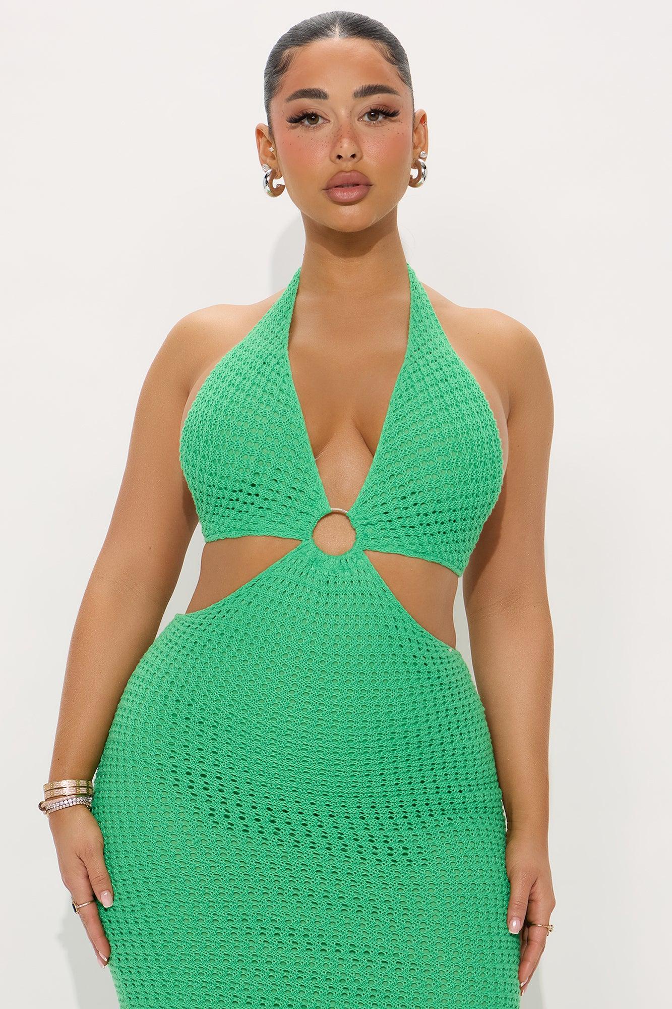 Dora Crochet Maxi Dress - Green Product Image