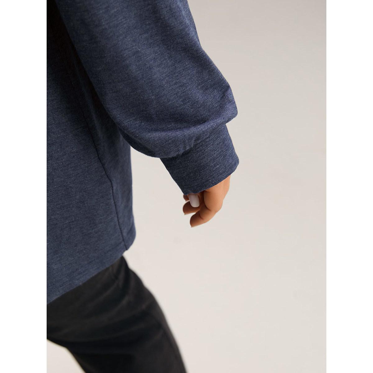 Plus Size Bandana Geometric Print Patchwork Crew Neck Sweatshirt Women Indigo Casual Elastic cuffs Round Neck Dailywear Sweatshirts BloomChic 22-24/3X Product Image