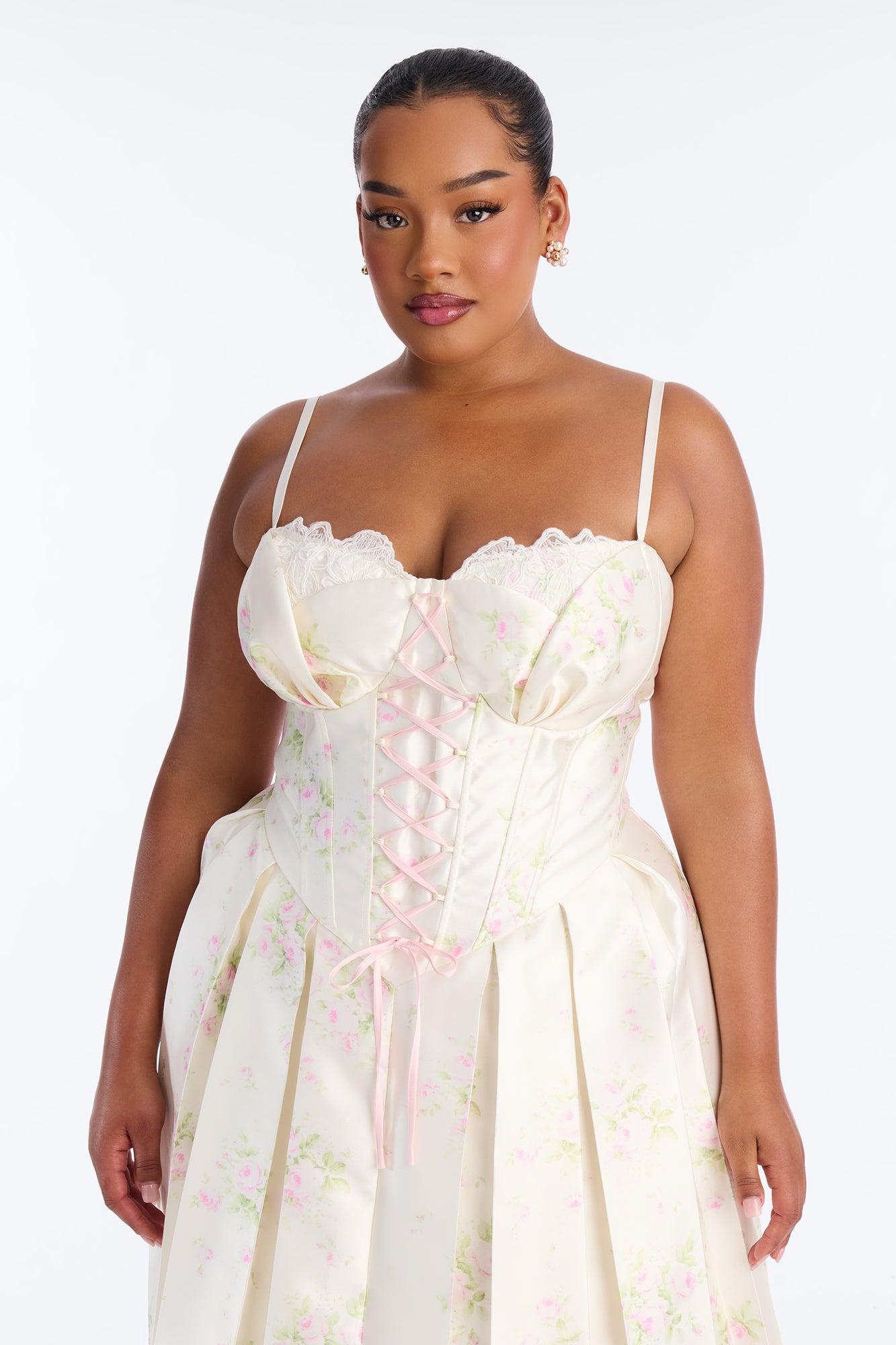 Tea Party Pleated Taffeta Gown - Cream/combo Female Product Image