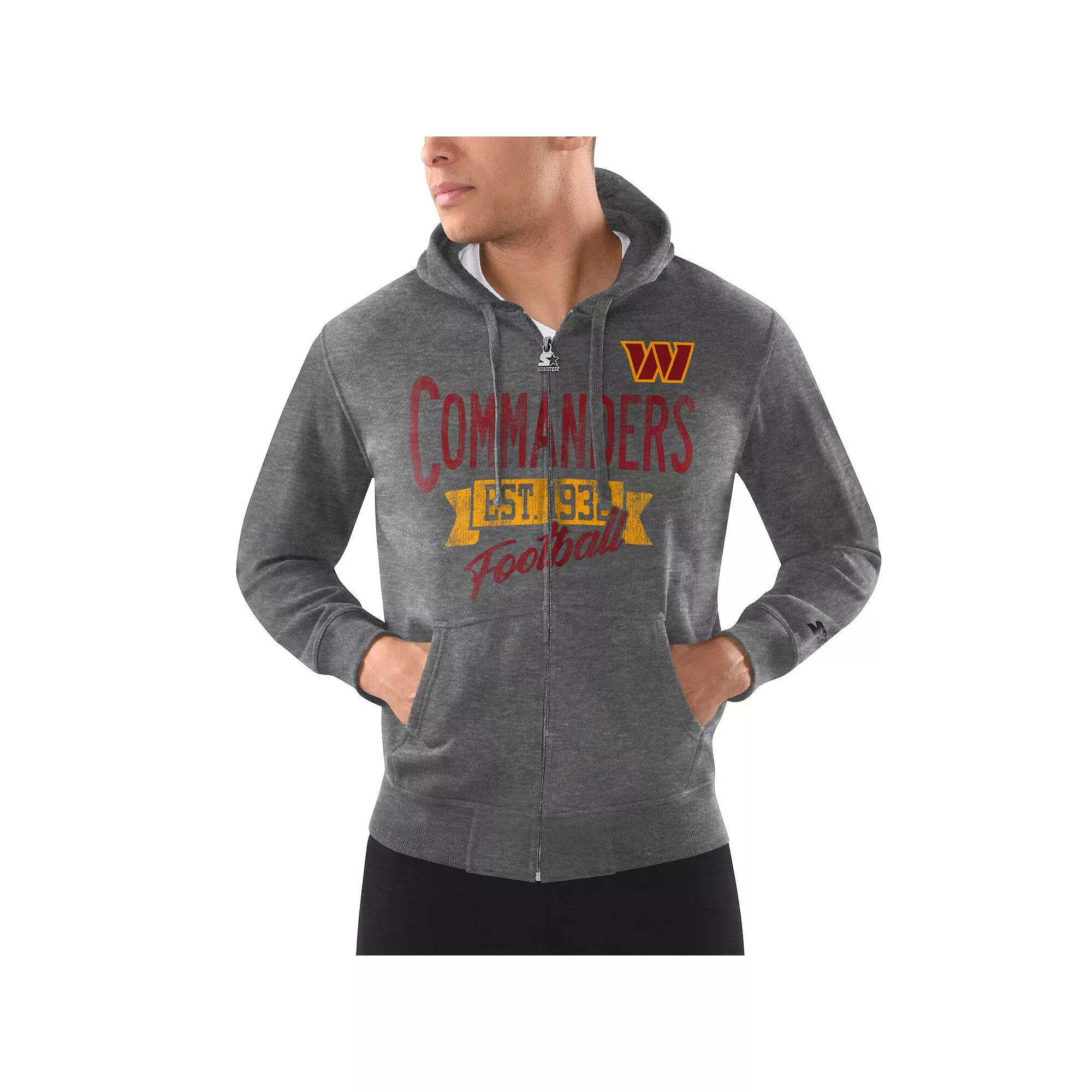 Men's Starter Charcoal Washington Commanders Domestic Post Season Full-Zip Hoodie,  Product Image