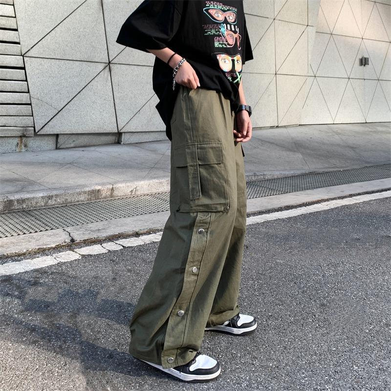 Sopula Retro Street Buttoned Straight Leg Cargo Pants Product Image