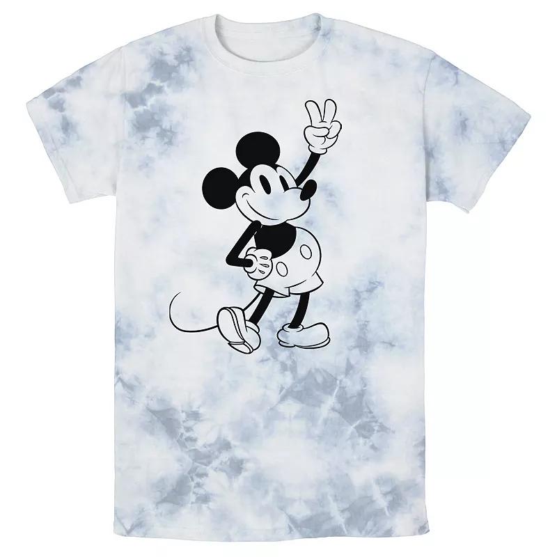 Men's Disney Mickey And Friends Mickey Peace Outline Wash Tee, Size: XL, White Blue Product Image