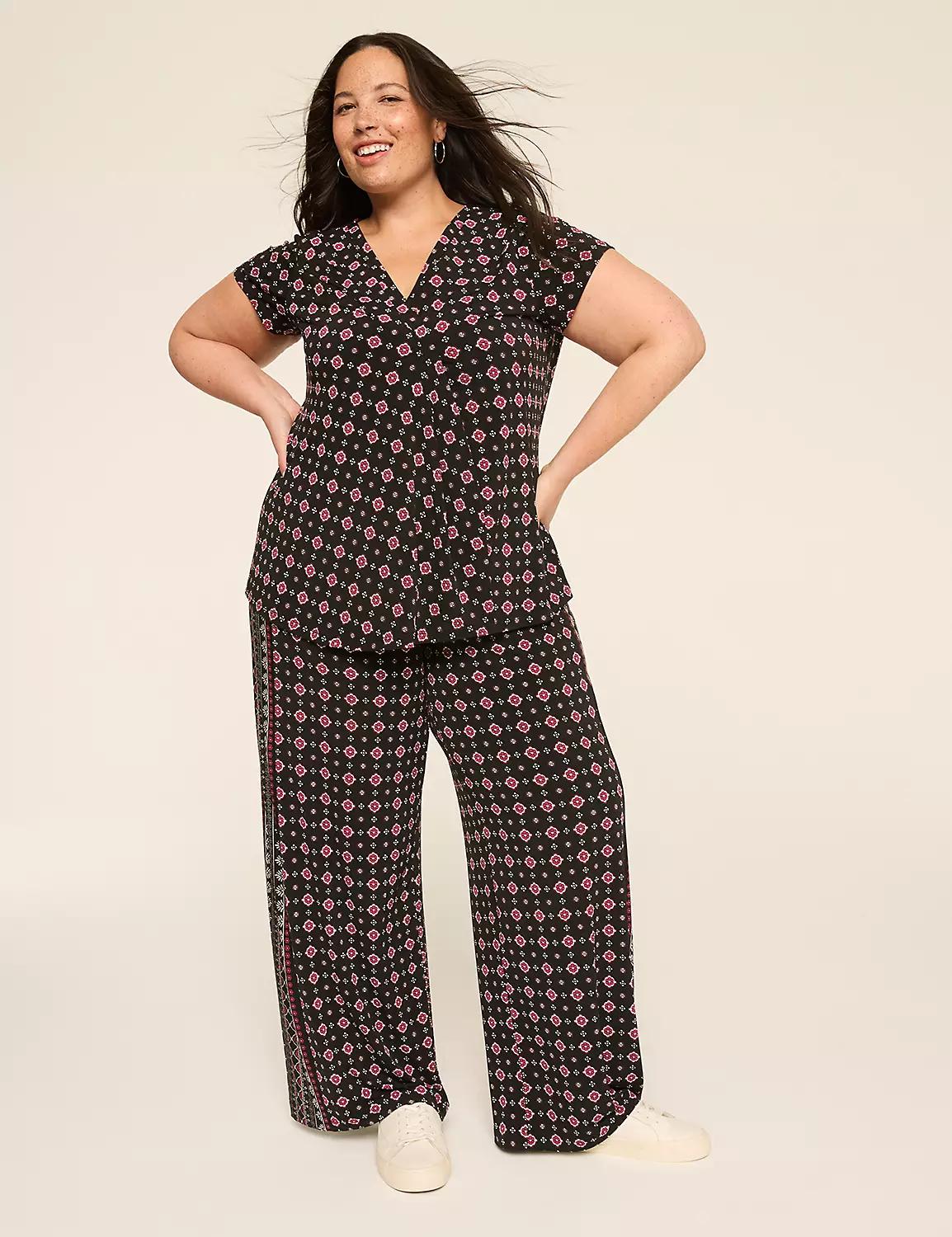 Cap-Sleeve Pleat-Front Top Product Image