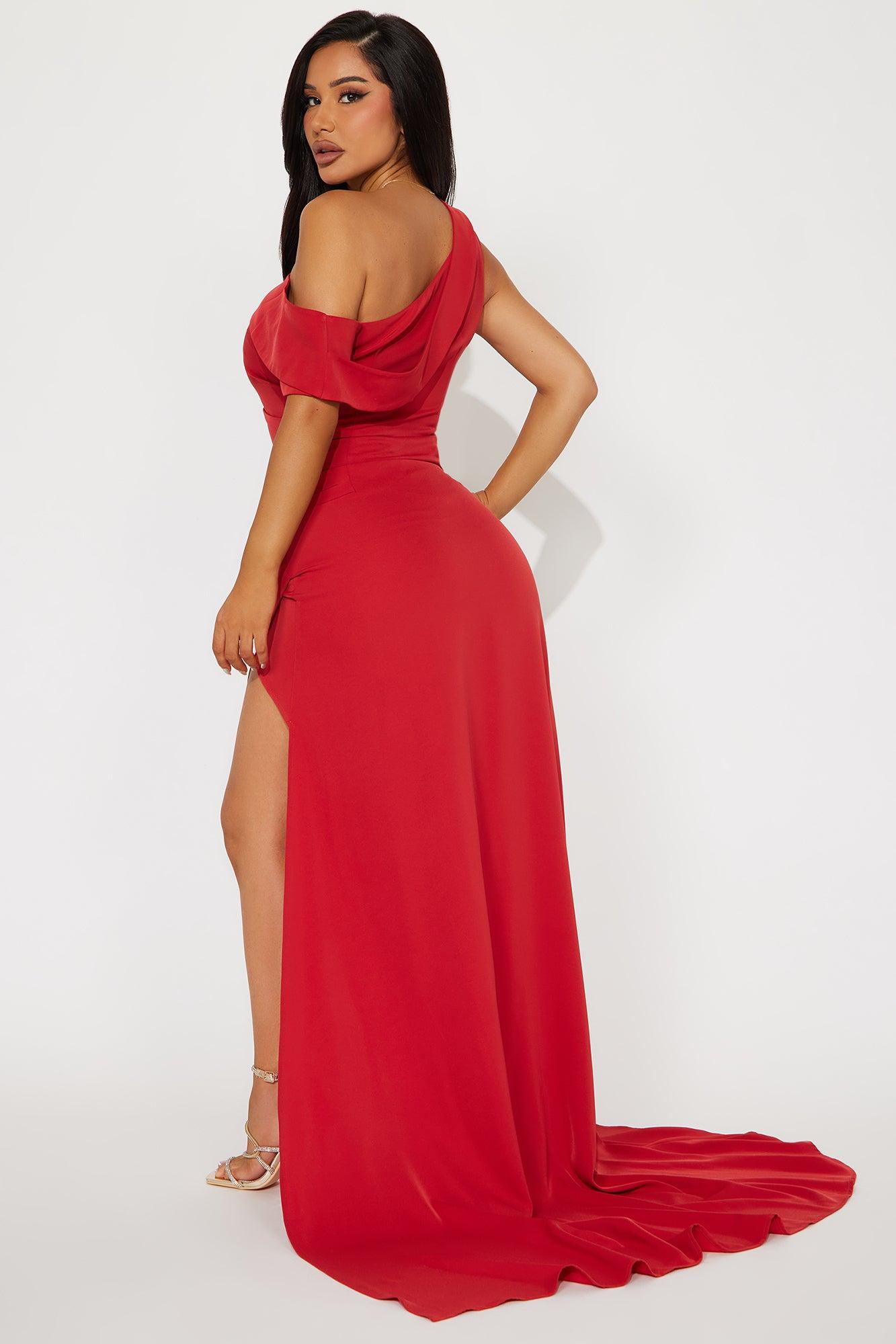 Danielle One Shoulder Maxi Dress - Marsala Product Image