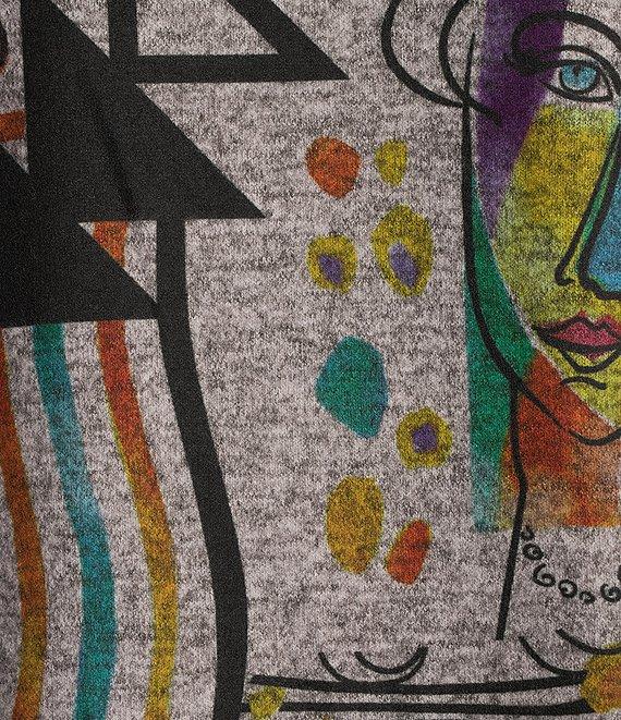 Ali Miles Knit Print Cowl Neck 3/4 Sleeve Tunic Product Image