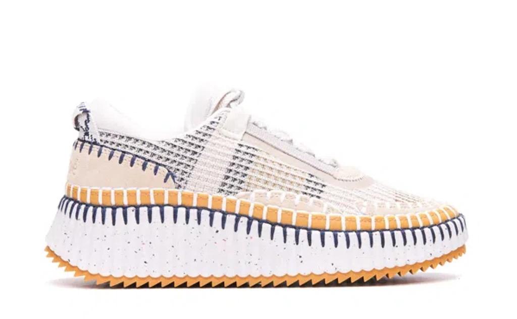 CHLOÉ Nama Embroidered Suede And Recycled-mesh Sneakers In Biscotti Beige Product Image