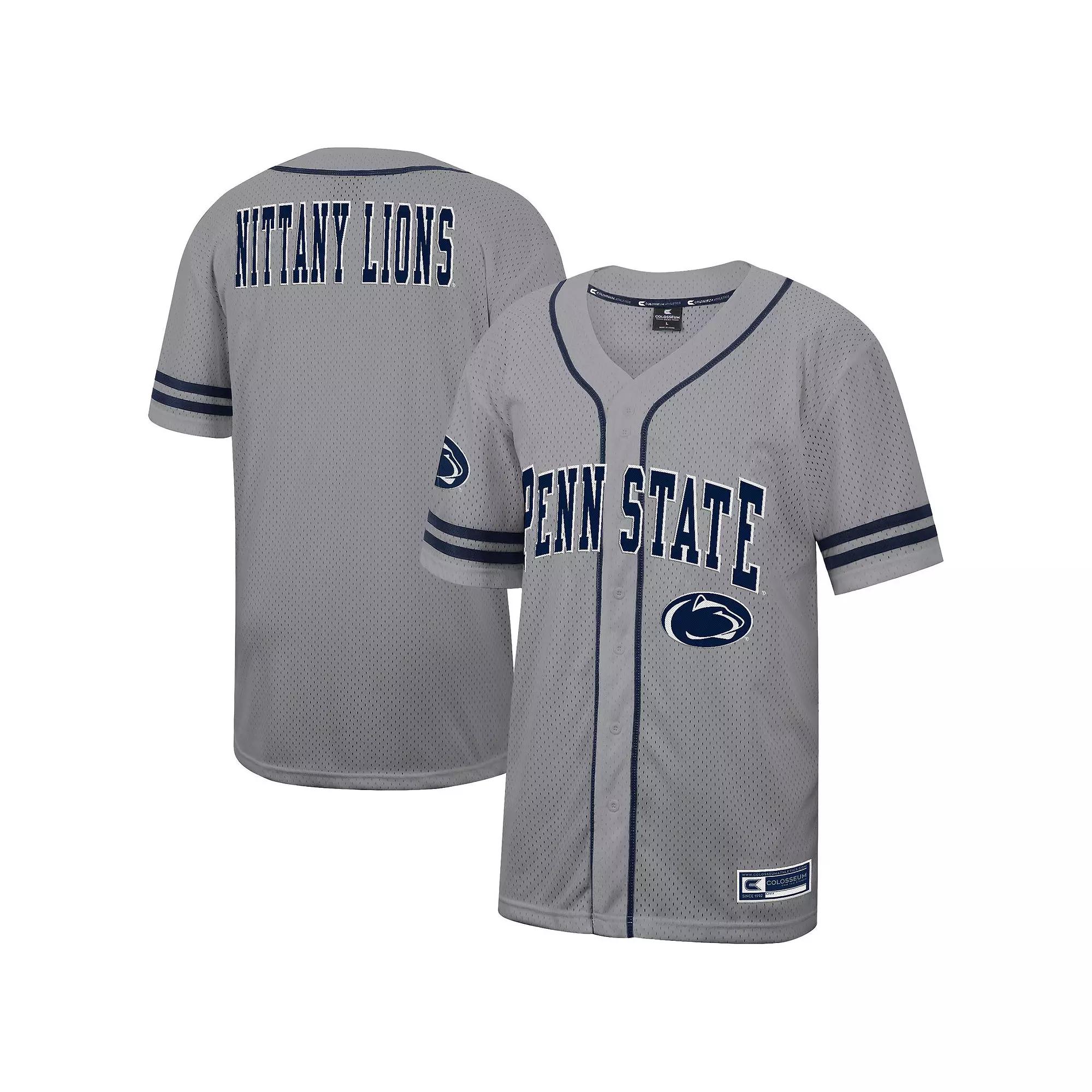 Men's Colosseum Gray Penn State Nittany Lions Free Spirited Baseball Jersey,  Product Image