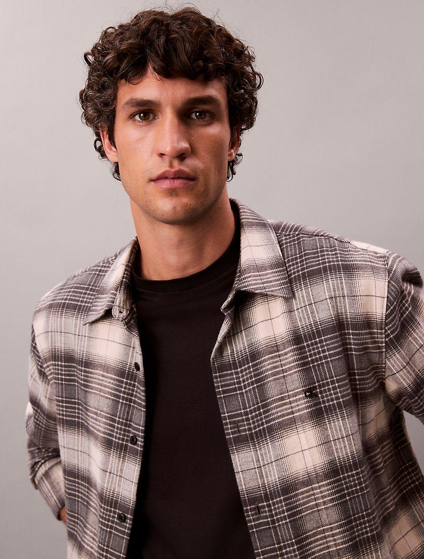Brushed Plaid Relaxed Button-Down Shirt  Product Image