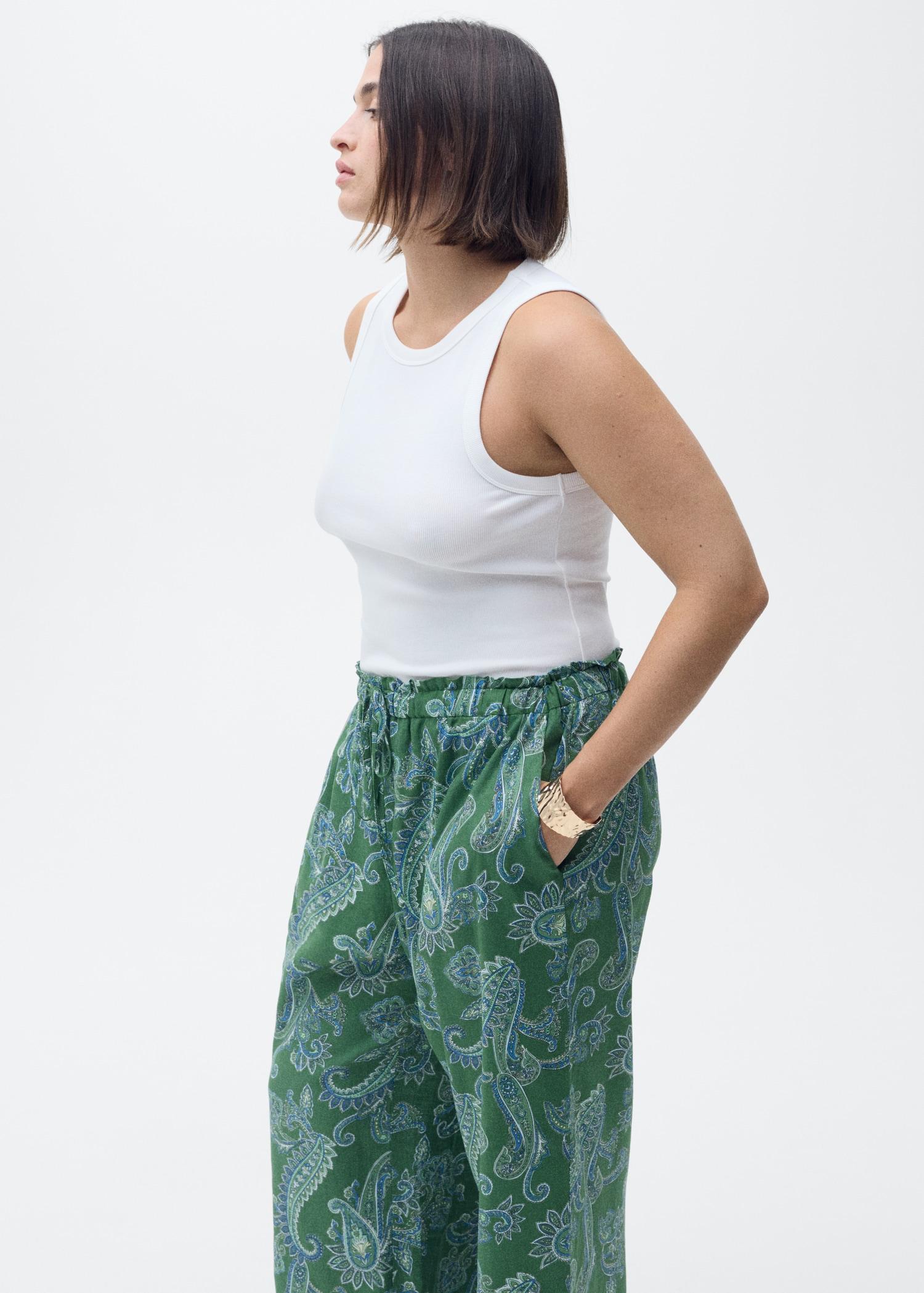 Paisley-print pants - Women | MANGO USA Product Image