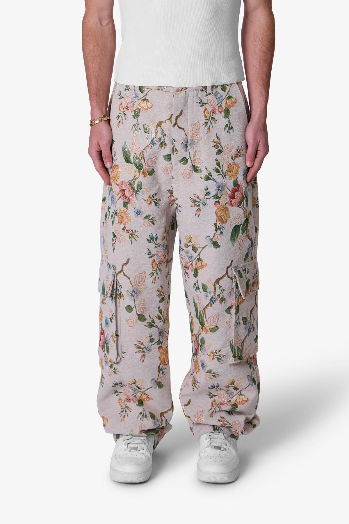 Jacquard Rose Cargo Pants - Gold Product Image
