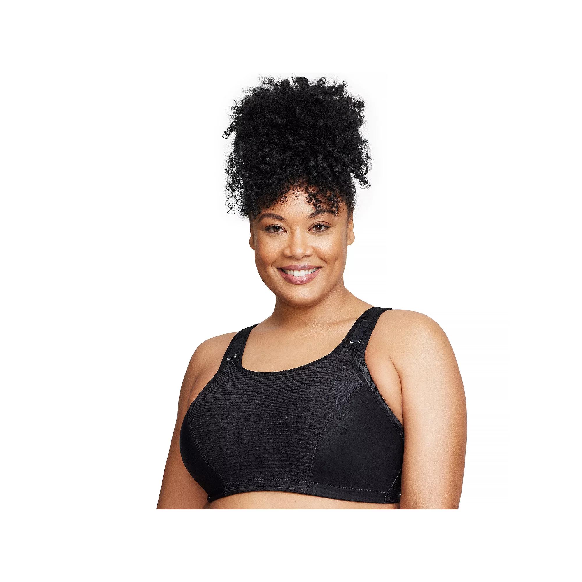 Plus Size Glamorise Full-Figure Adjustable Wireless Sport Bra 1166, Women's, Size: 46 D, Solid Black Product Image