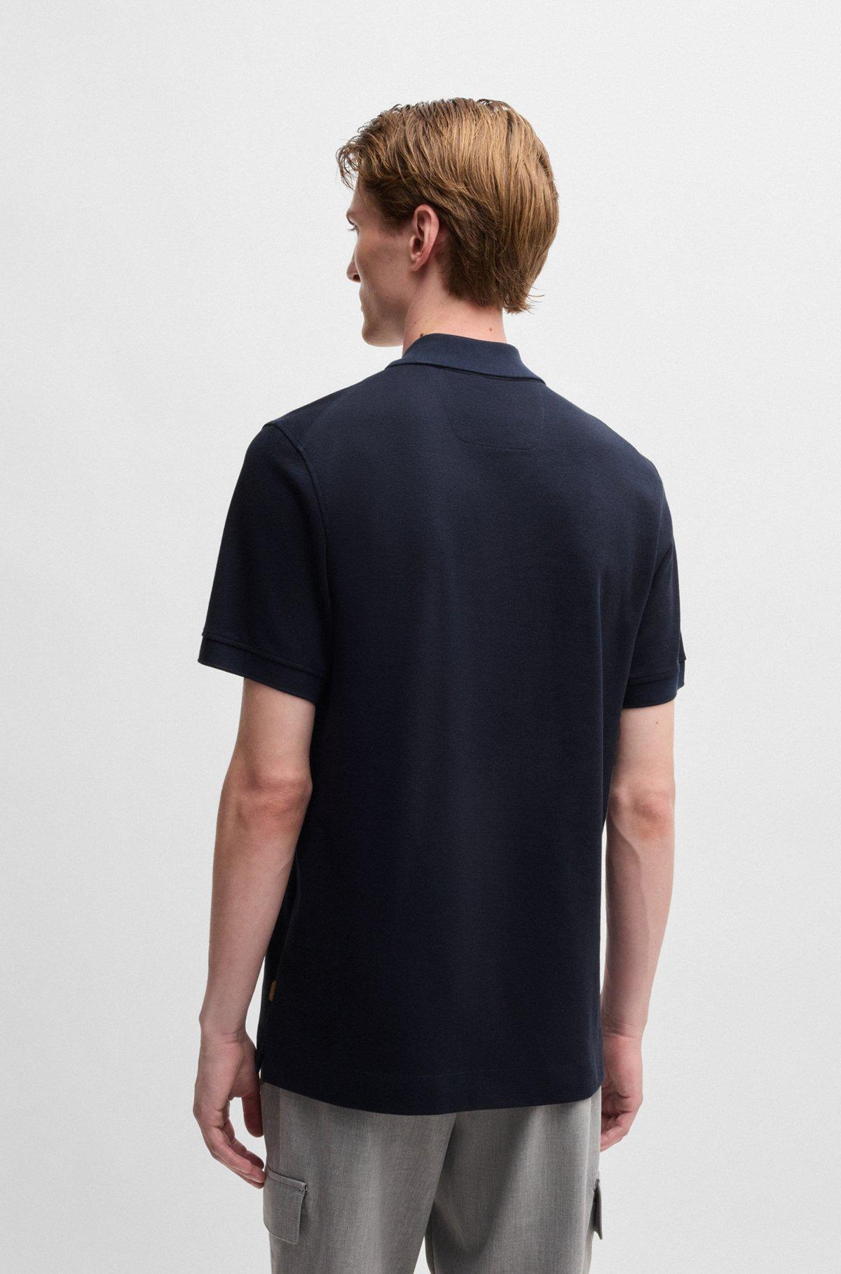 Zip-neck polo shirt in cotton and cashmere Product Image