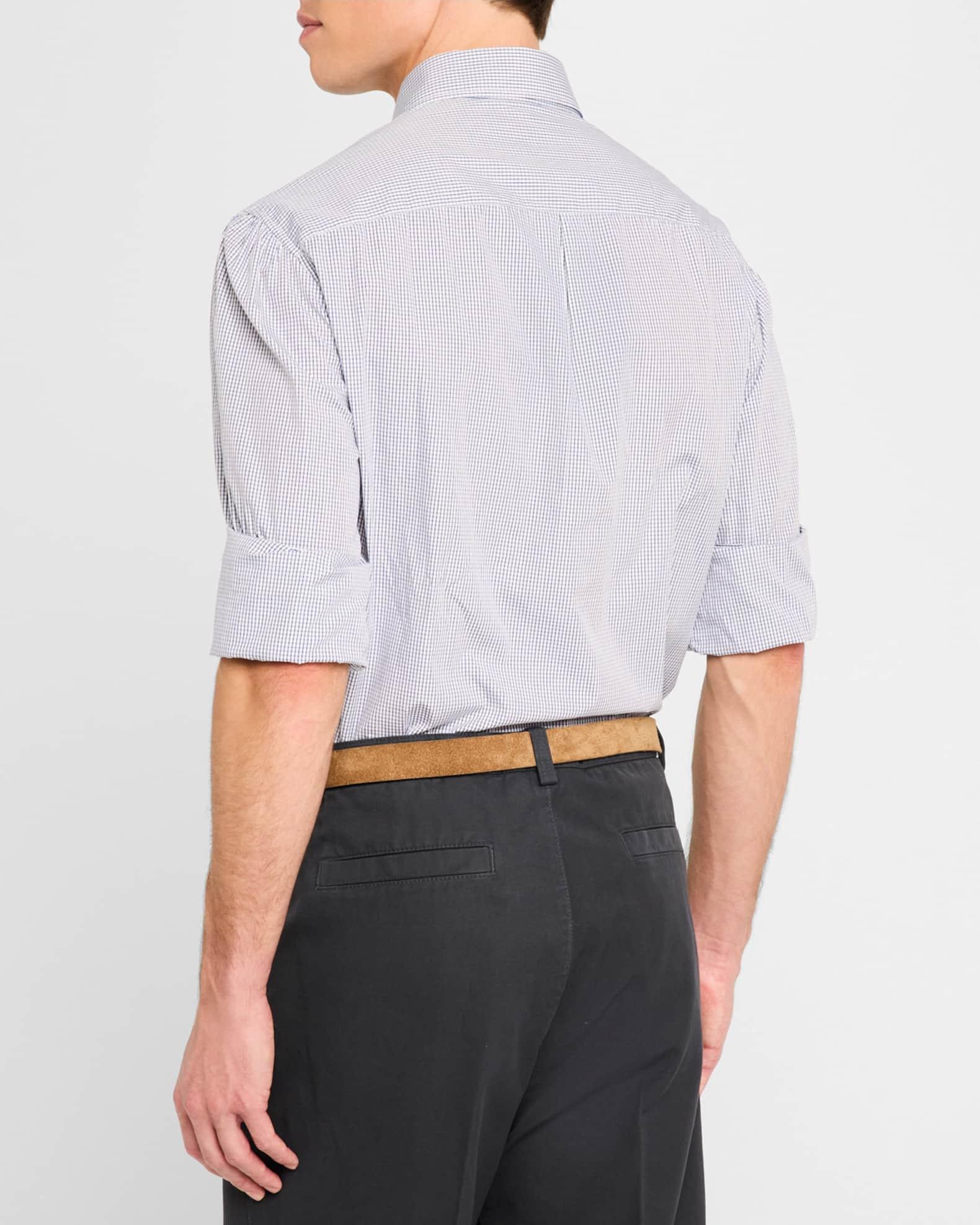 Men's Cotton Micro-Gingham Sport Shirt Product Image