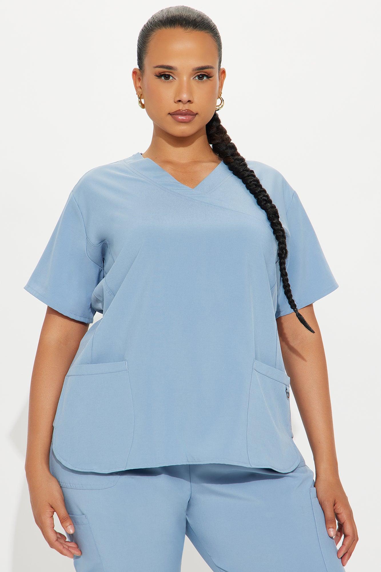 Feeling Better Stretch Scrub Uniform Jogger Set - Slate Blue Female Product Image