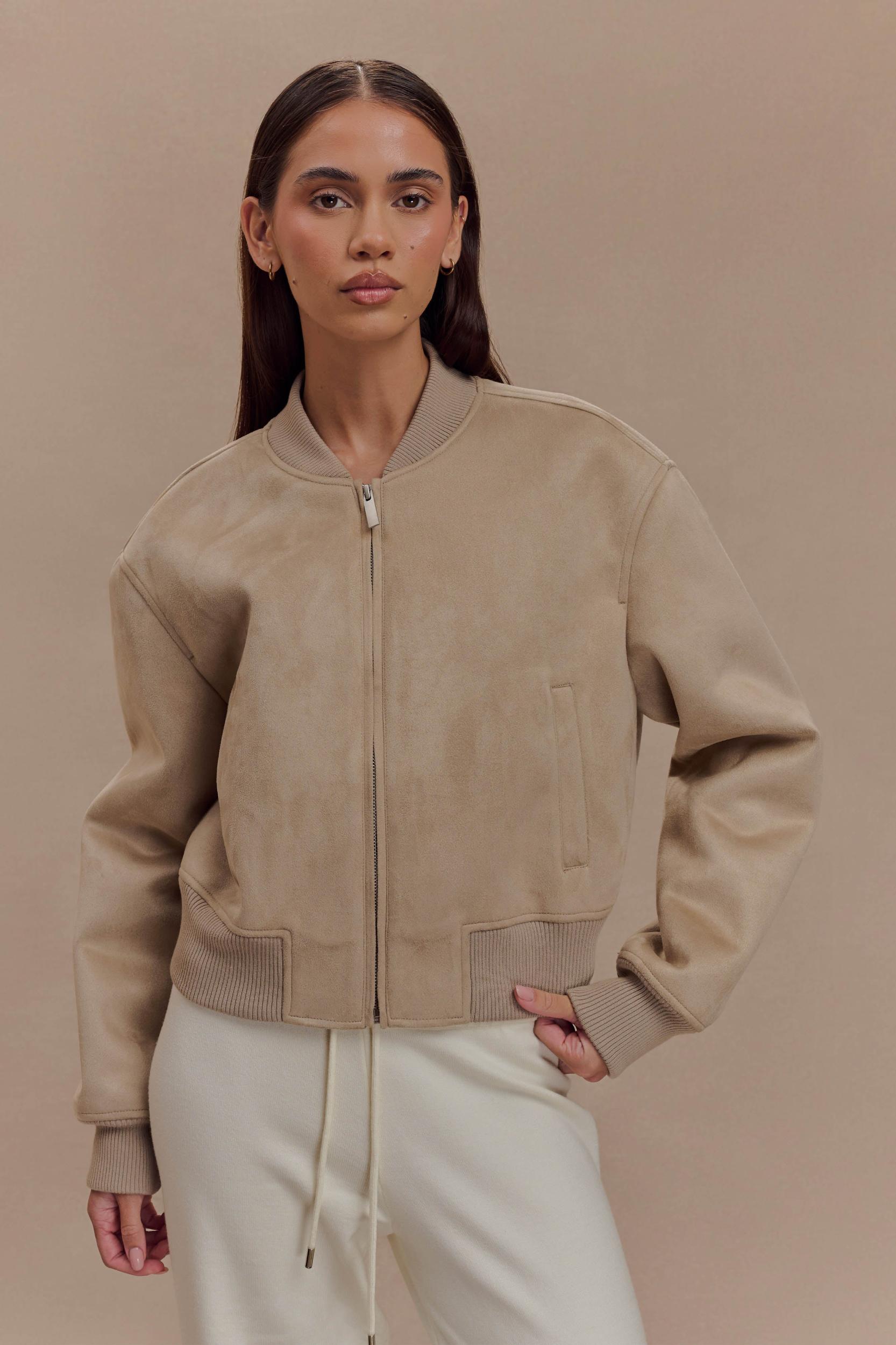 Rudy Suede Bomber Jacket - Sand Product Image