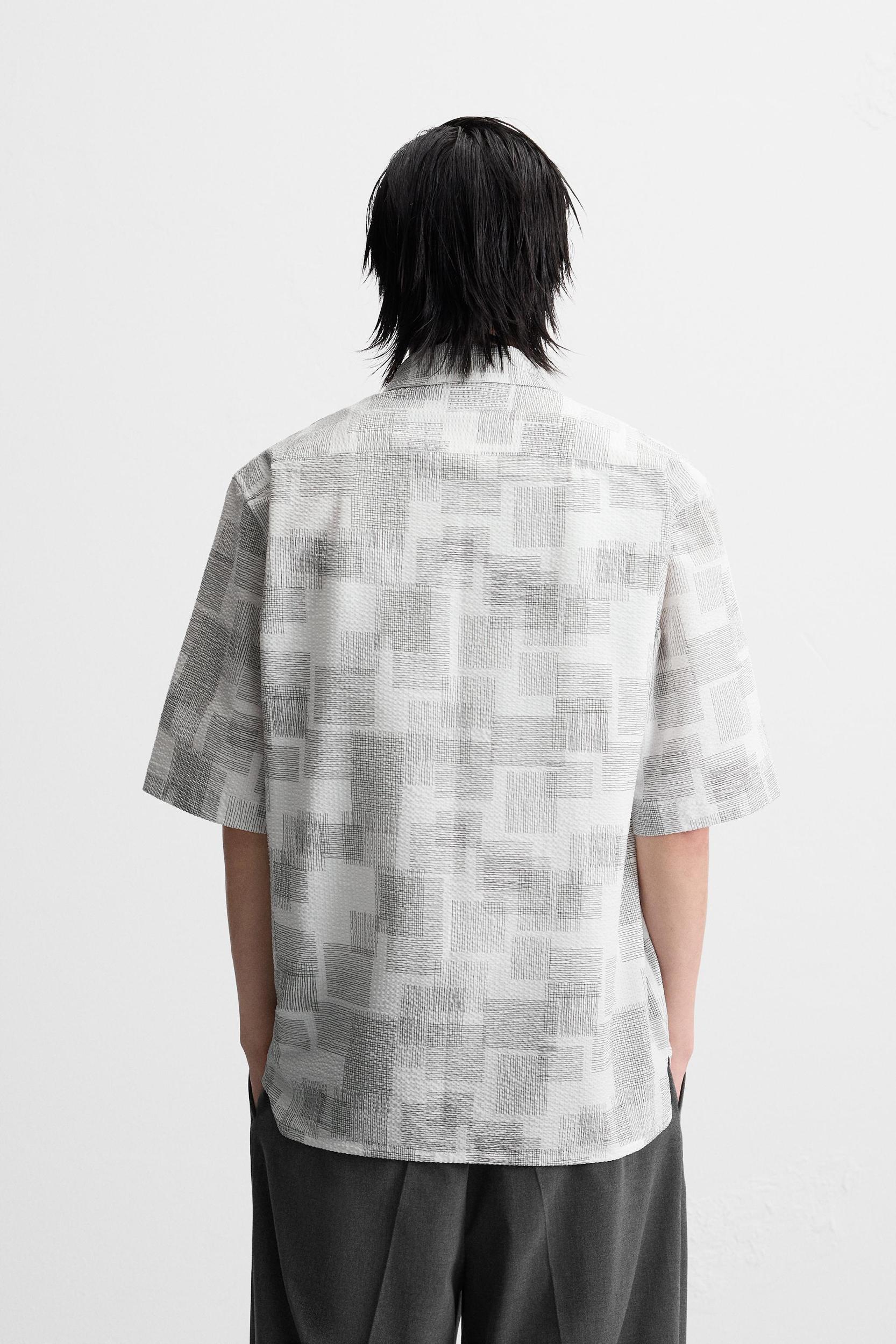 SEERSUCKER ABSTRACT PRINT SHIRT Product Image
