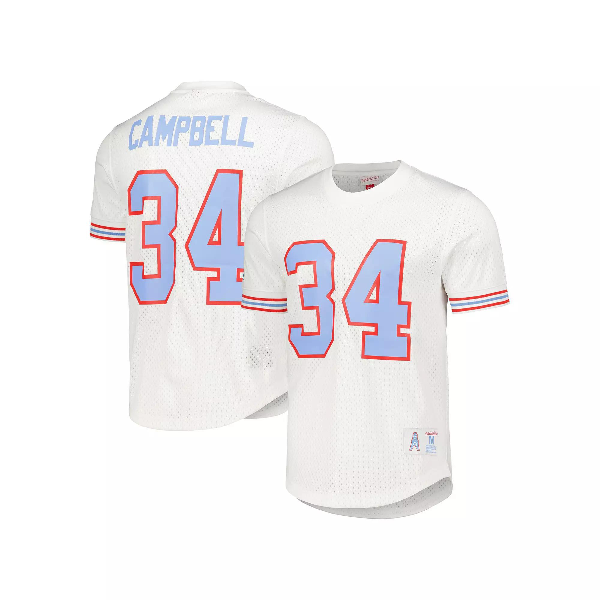 Men's Mitchell & Ness Earl Campbell White Houston Oilers Gridiron Classics Retired Player Name & Number Mesh Top,  Product Image