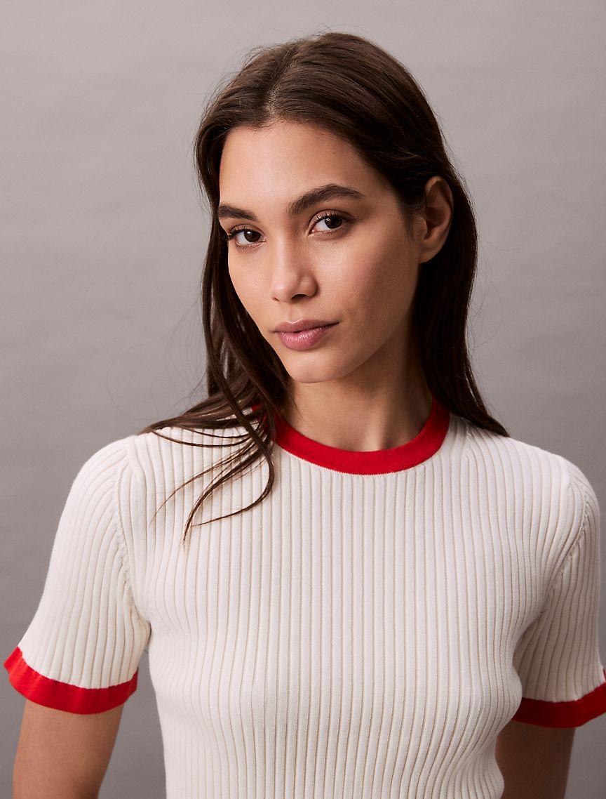 Cotton Ribbed Slim T-Shirt  Product Image