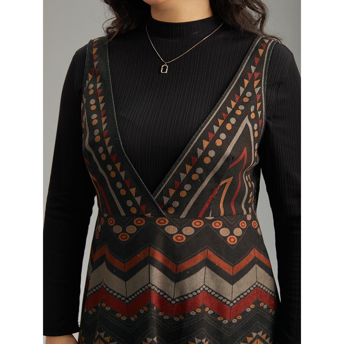 Plus Size Bandana Print Pocket Sleeveless Dress Multicolor Women Vacation Printed V-neck Sleeveless Curvy Midi Dress BloomChic 12/L Product Image