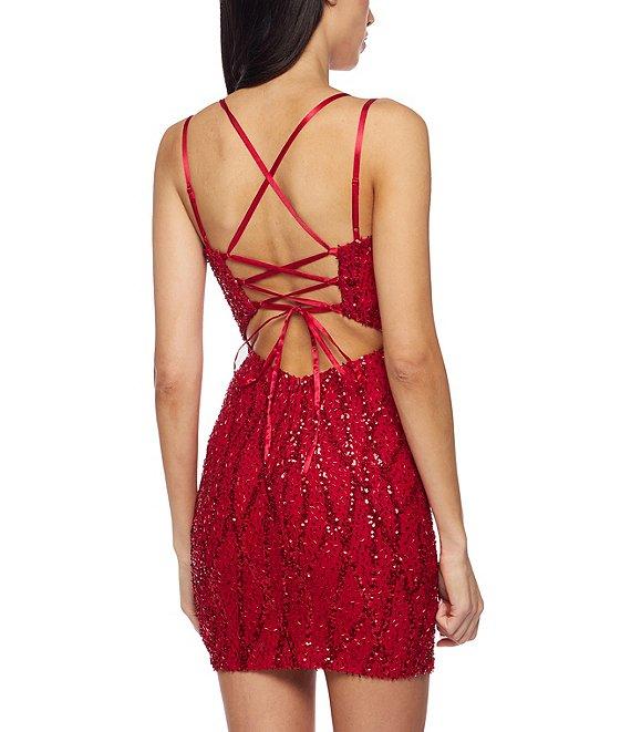 B. Darlin Sleeveless Beaded Sequin Bodycon Dress Product Image