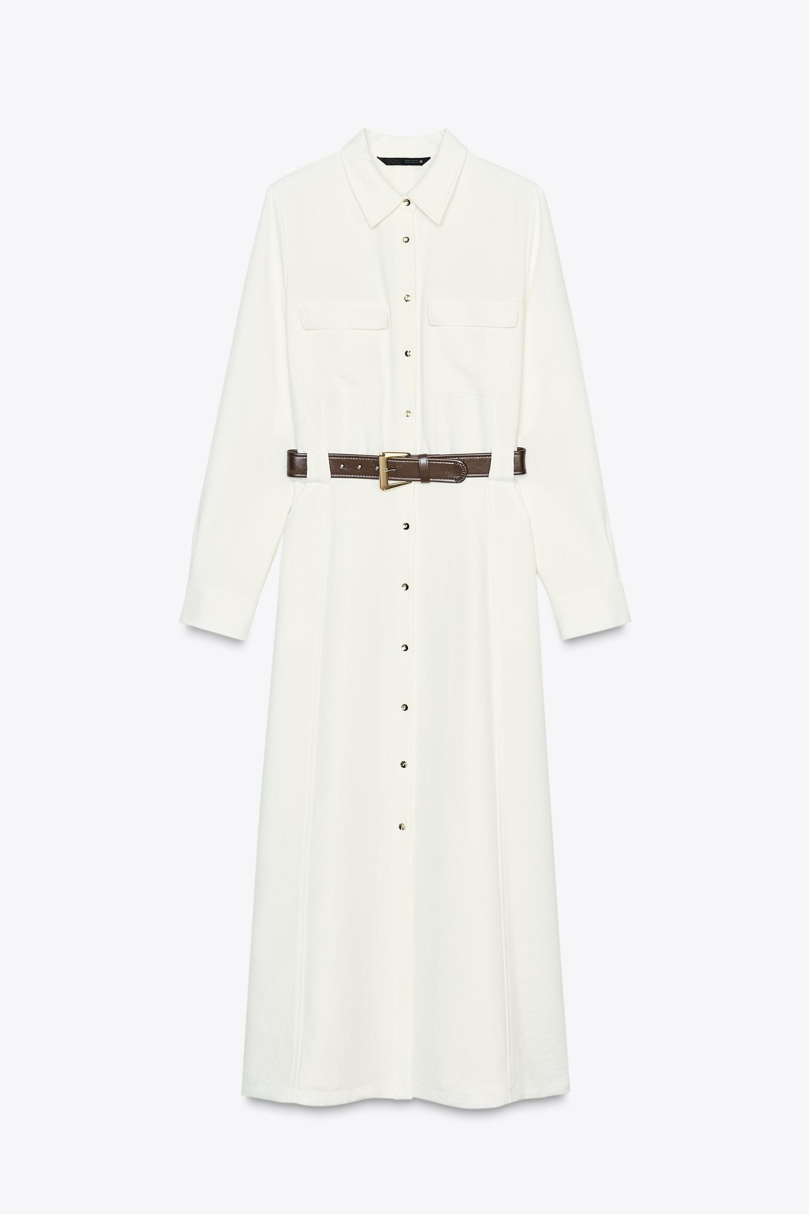 BELTED CREPE MIDI DRESS Product Image