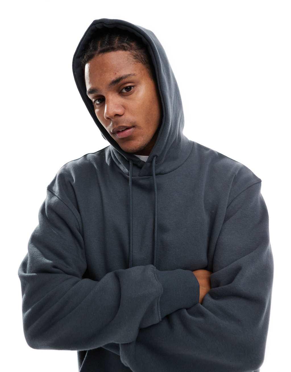Bershka basic hoodie in charcoal  Product Image