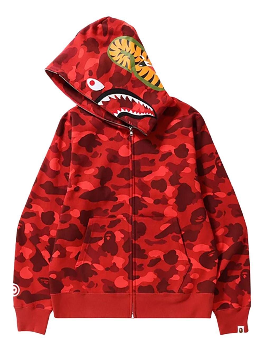 Camo Shark zip-up hoodie Product Image