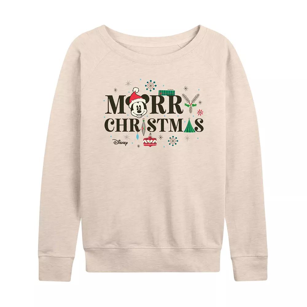Disney's Mickey Mouse Women's Merry Christmas French Terry Long Sleeve Tee,  Product Image